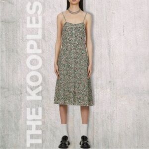The Kooples Green Floral Slip Midi Dress